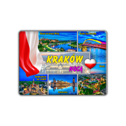 Magnes elastyczny KRAKÓW NOCĄ Wawel od strony Wisły, Kładka Ojca Bernatka nad Wisłą, Sanktuarium św. Józefa, Sukiennice, Wawel z lotu ptaka